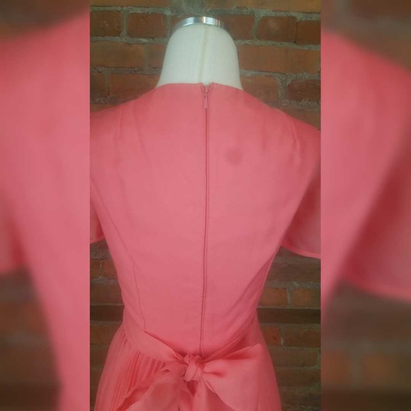 Vintage Women’s Cocktail Dress Peach Pleated Skirt - Picture 5 of 8